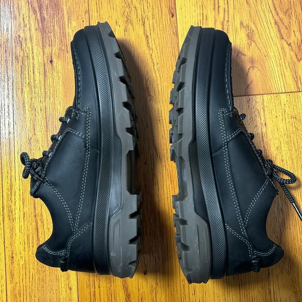 ECCO Track 2 II Low GTX Black Leather Waterproof Shoe Men 41 EU 7 US Casual Work